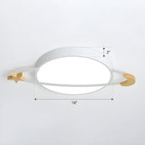 White Planet Moon Star Dimmable LED Flush Mount Light Image - 3