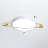 White Planet Moon Star Dimmable LED Flush Mount Light Image - 5