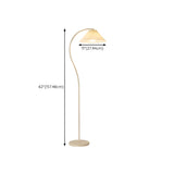 White Pleated Shade Elegant Curved Arc Floor Lamp #size