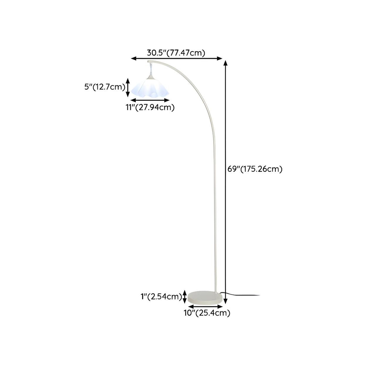 White Pleated Shade Minimalist Curved Floor Lamp Image - 15