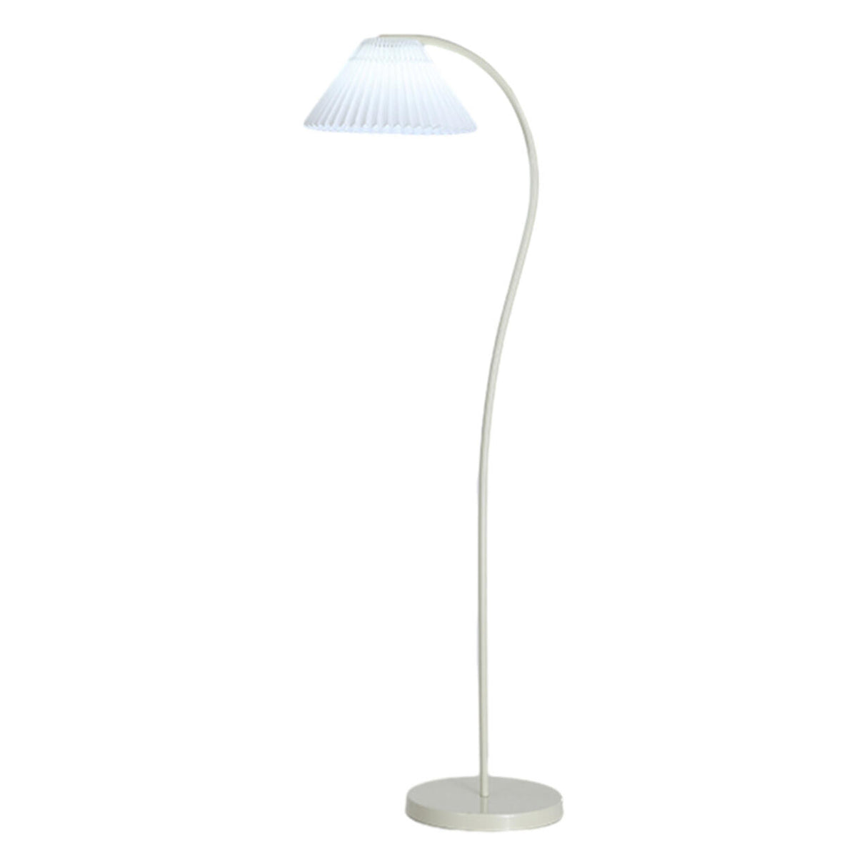 White Pleated Shade Minimalist Curved Floor Lamp Image - 5