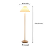 White Pleated Shade Wooden Base Classic Floor Lamp #size