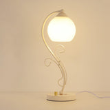 White Plug-in Vine Base Ball Shade Bedside Table Lamp Image - 6