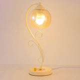 White Plug-in Vine Base Ball Shade Bedside Table Lamp Image - 7