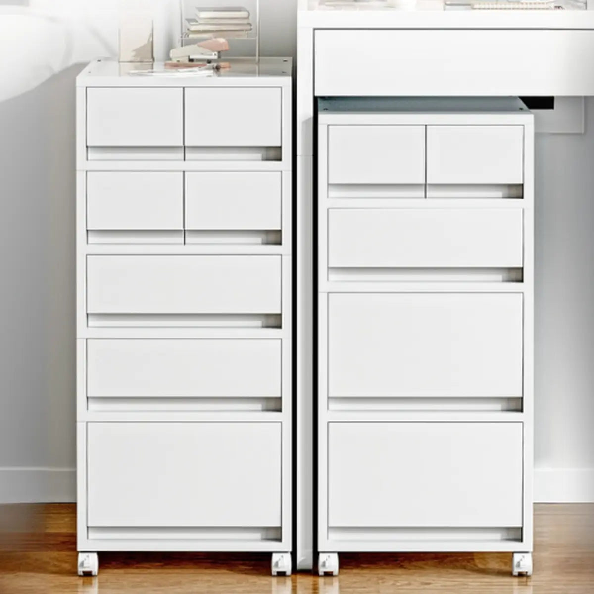 White Polymer Compact Rolling Small Filing Cabinet Image - 1