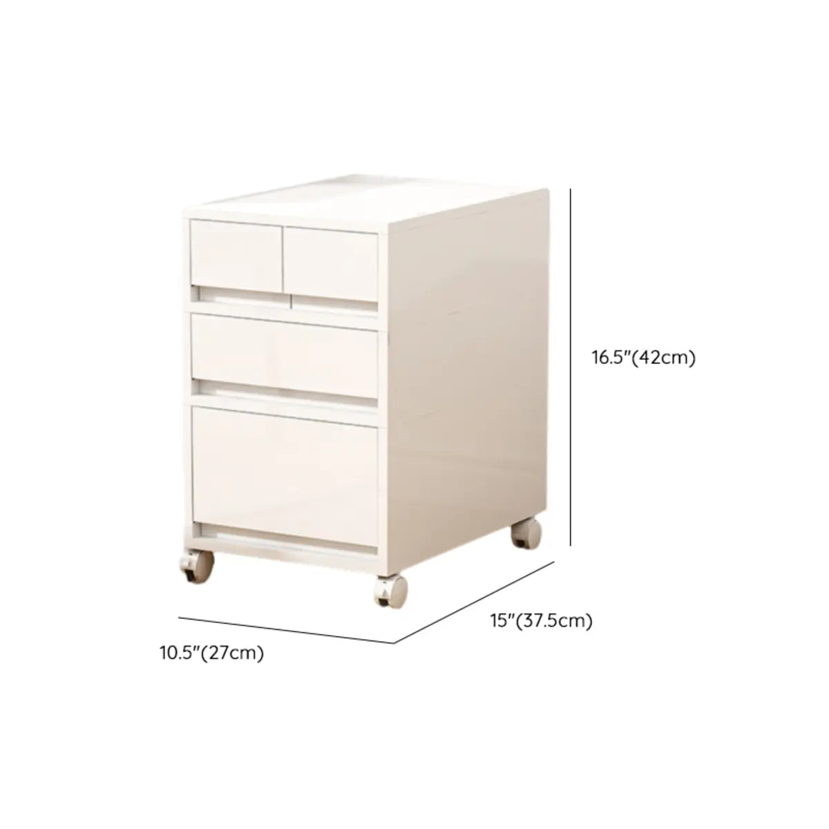 White Polymer Compact Rolling Small Filing Cabinet Image - 12