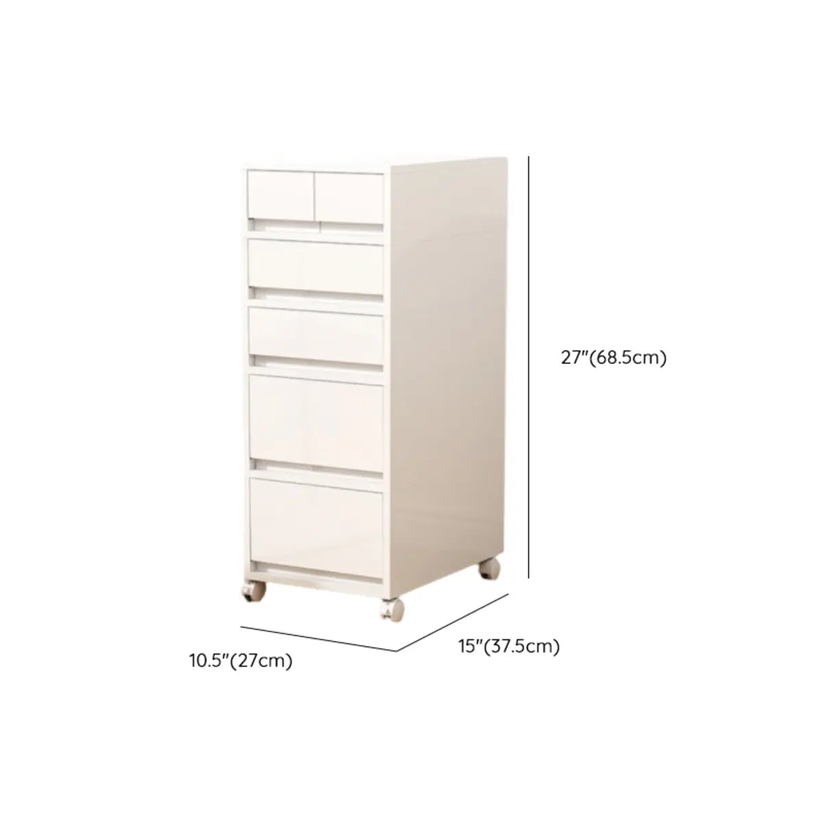 White Polymer Compact Rolling Small Filing Cabinet Image - 13