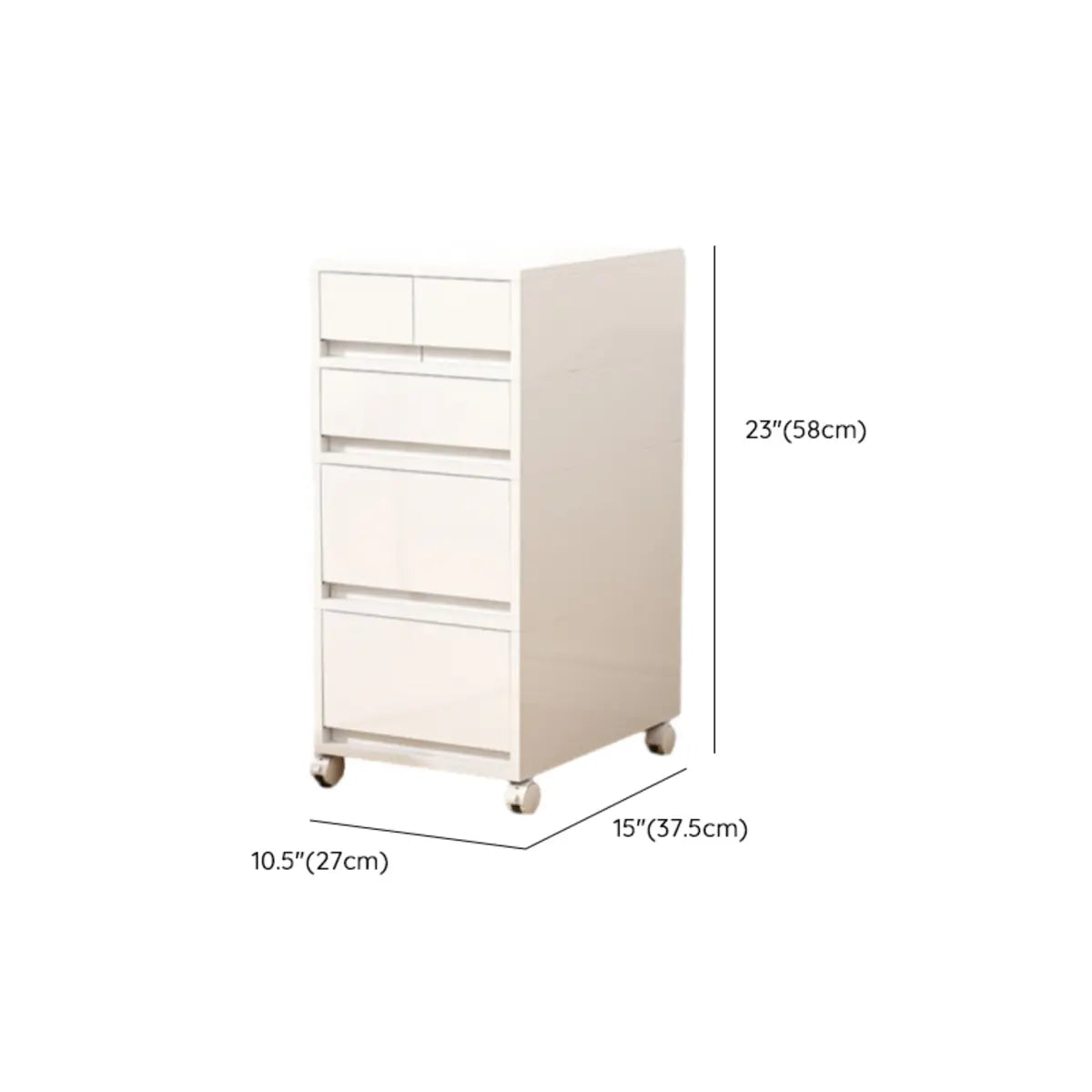 White Polymer Compact Rolling Small Filing Cabinet Image - 14