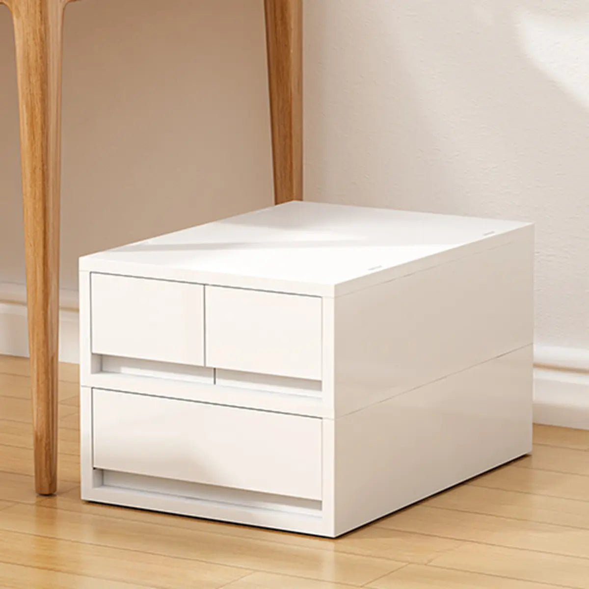 White Polymer Compact Rolling Small Filing Cabinet Image - 7