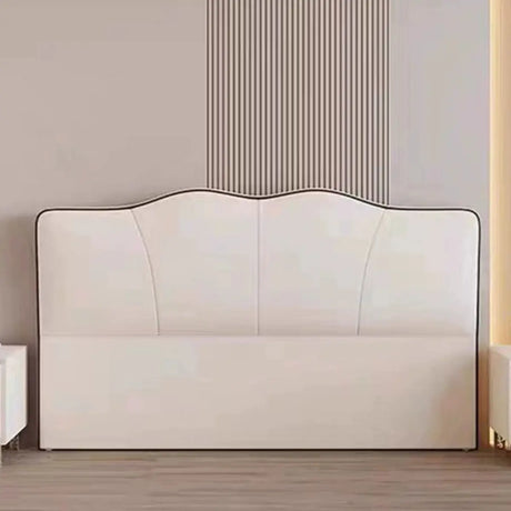 White Portman Curved Upholstered Wood Frame Headboard Image - 1