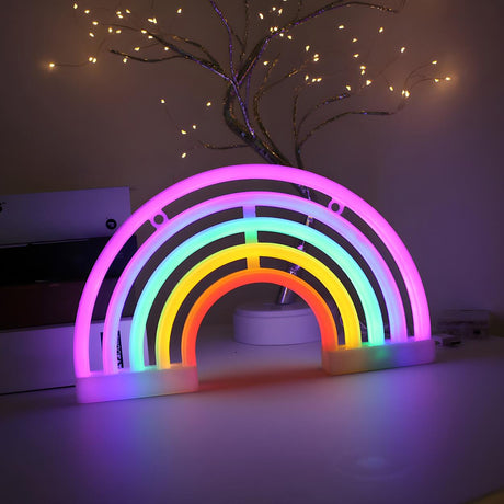 White Rainbow Neon LED Night Light  Kids Room Decor Image - 1