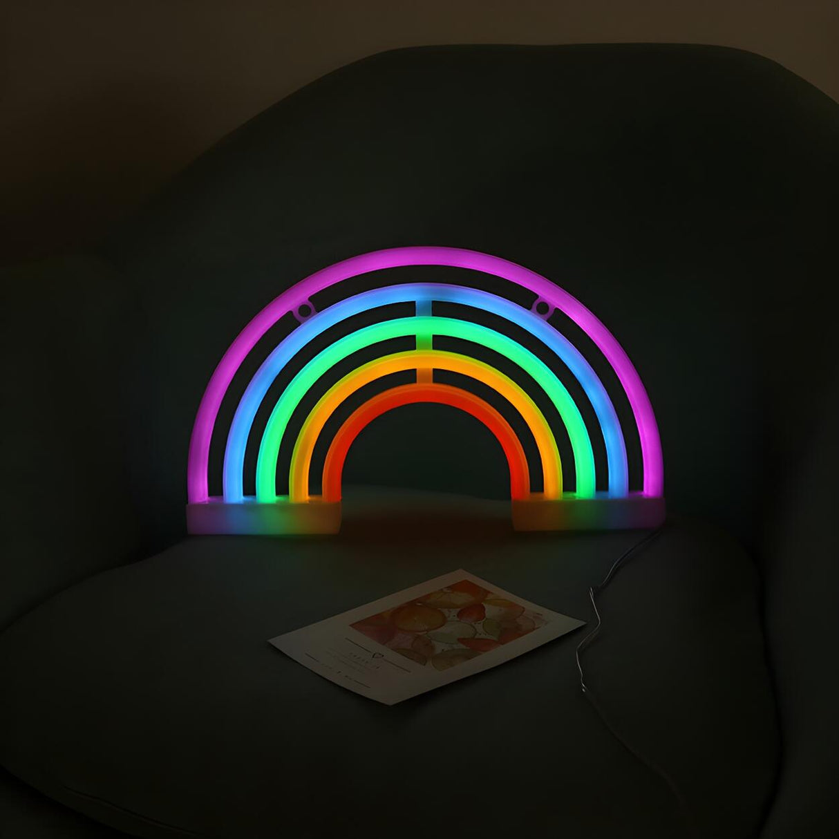 White Rainbow Neon LED Night Light  Kids Room Decor Image - 4