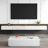 White Rectangle Floating Mount 1 Tier Long TV Stand Image - 1