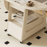 White Rectangle Foldable Rolling End Table with Storage Image - 10