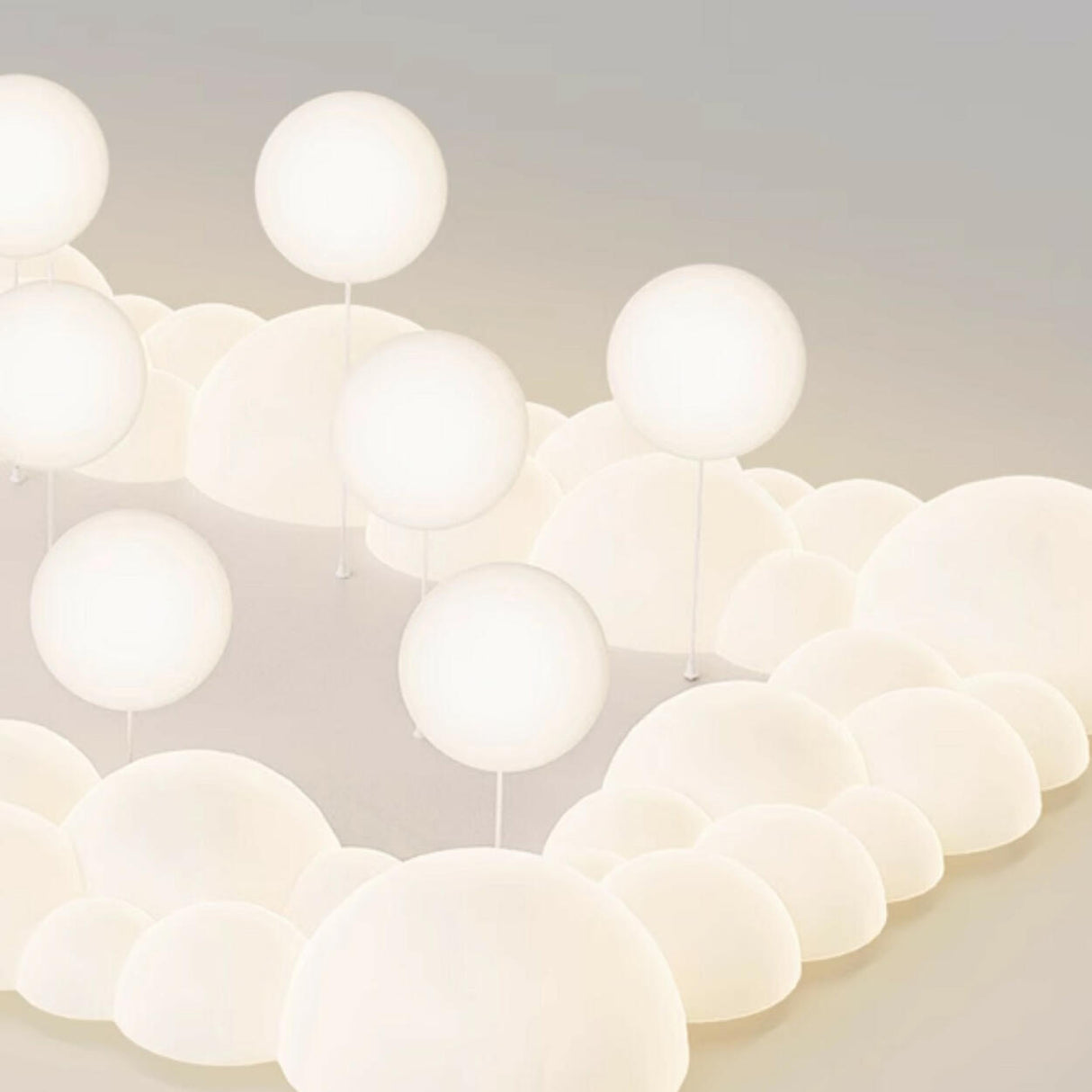 White Rectangle Hanging Balls LED Flush Mount Light Image - 10