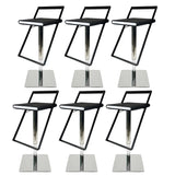 White Rectangle Leather Adjustable Swivel Bar Stool Image - 17