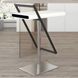 White Rectangle Leather Adjustable Swivel Bar Stool Image - 4