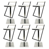 White Rectangle Leather Adjustable Swivel Bar Stool Image - 8