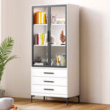 White Rectangle Steel Accent Storage Display Cabinet Image - 12