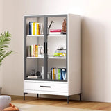 White Rectangle Steel Accent Storage Display Cabinet Image - 13