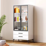 White Rectangle Steel Accent Storage Display Cabinet Image - 15