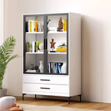 White Rectangle Steel Accent Storage Display Cabinet Image - 16