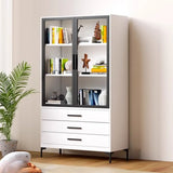 White Rectangle Steel Accent Storage Display Cabinet Image - 17