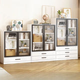 White Rectangle Steel Accent Storage Display Cabinet Image - 2