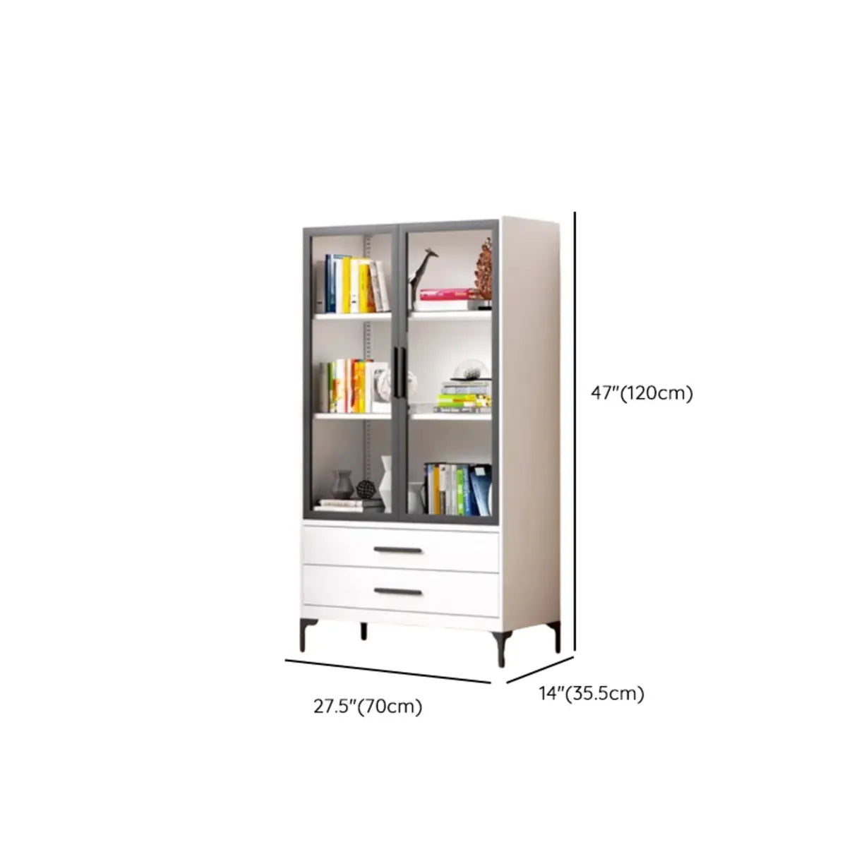 White Rectangle Steel Accent Storage Display Cabinet Image - 23