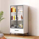 White Rectangle Steel Accent Storage Display Cabinet Image - 5