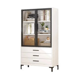 White Rectangle Steel Accent Storage Display Cabinet Image - 6