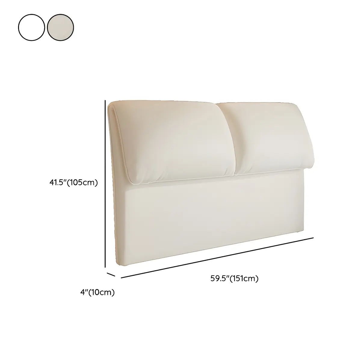 White Rectangle Upholstered Panel Headboard with Legs 