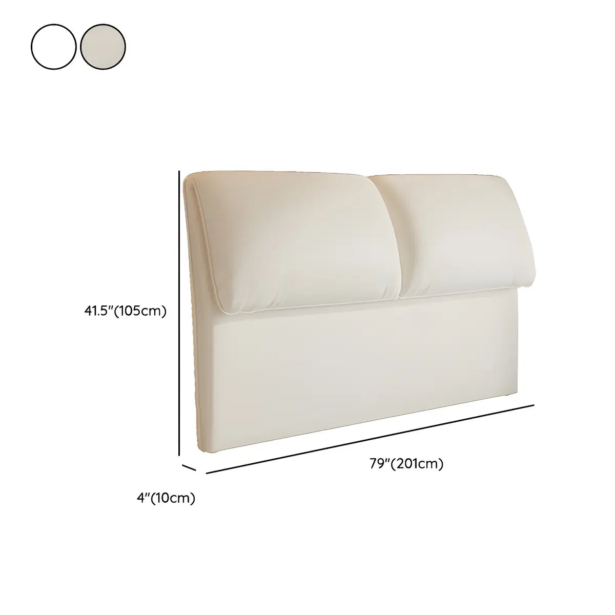 White Rectangle Upholstered Panel Headboard with Legs Image - 16