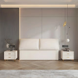 White Rectangle Upholstered Panel Headboard with Legs Image - 4