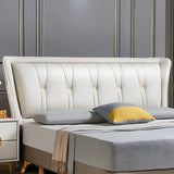 White Rectangle Upholstered Wingback Headboard with Leg Image - 15