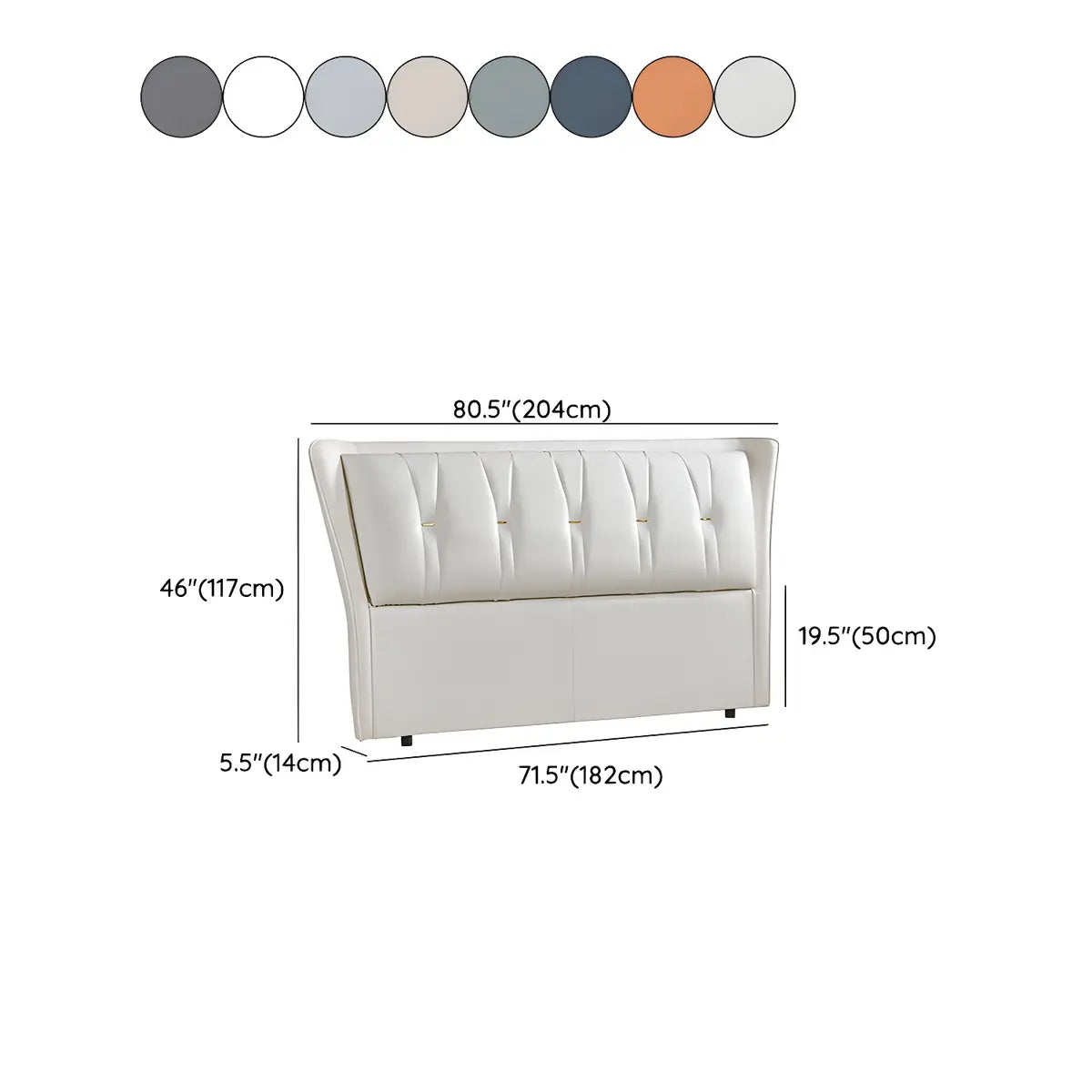 White Rectangle Upholstered Wingback Headboard with Leg Image - 19