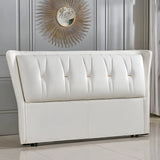 White Rectangle Upholstered Wingback Headboard with Leg Image - 3