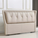 White Rectangle Upholstered Wingback Headboard with Leg Image - 7