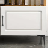 White Rectangle Wood Open Storage Stationary Kitchen Island Image - 5