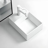 White Rectangular Ceramic Left Trapway Bowl Sink Image - 11