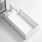 White Rectangular Ceramic Left Trapway Bowl Sink Image - 3