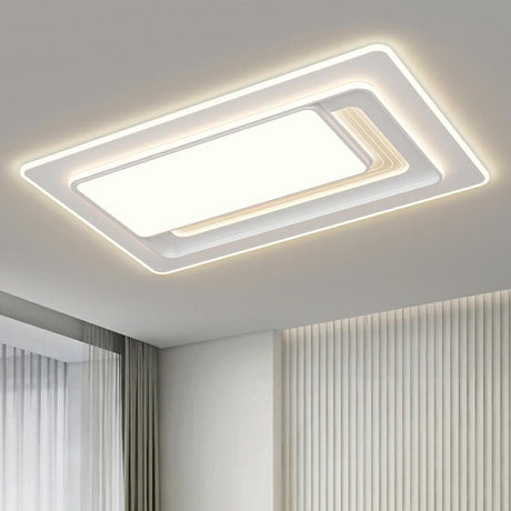 White Rectangular LED Flush Mount Ceiling Fixture Image - 1