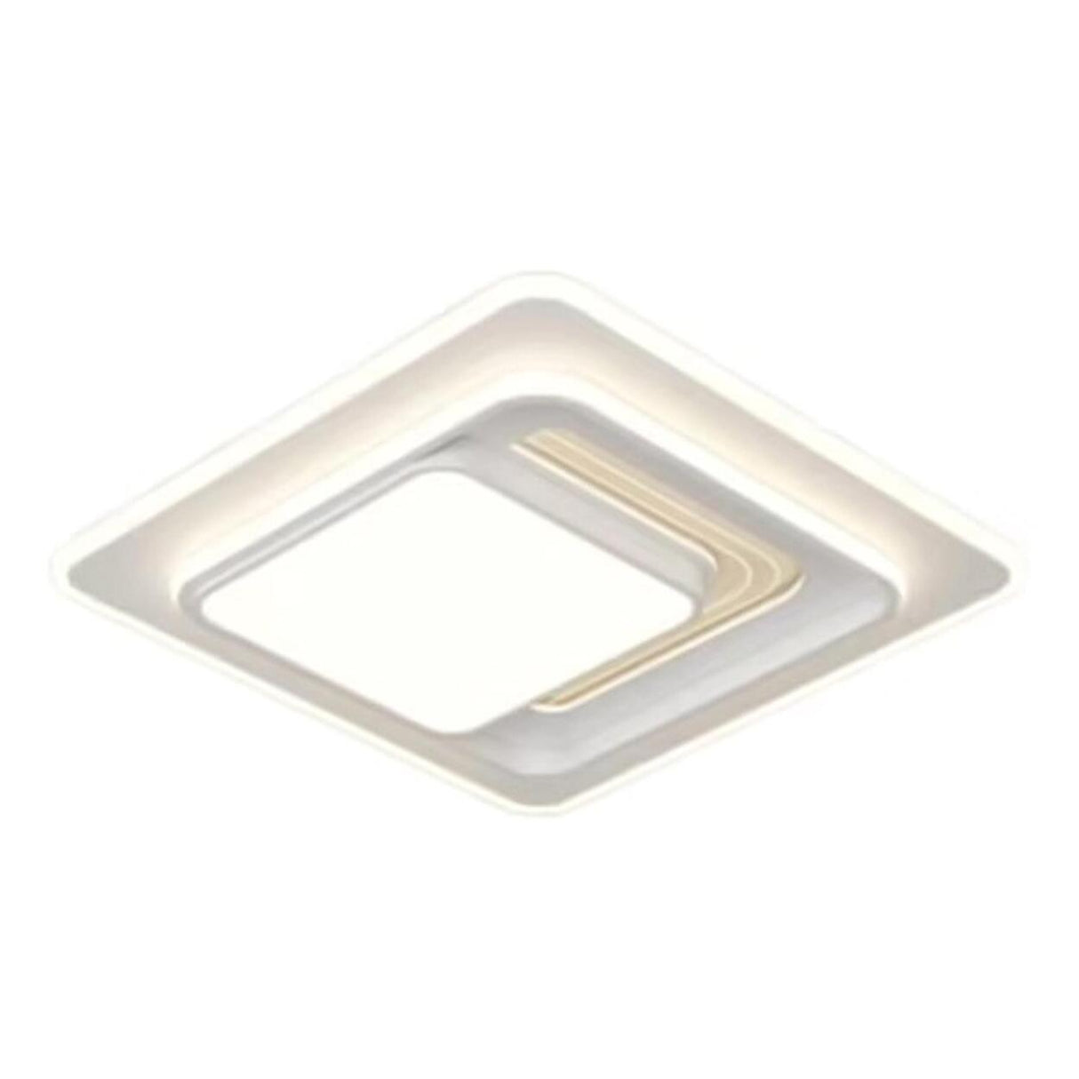 White Rectangular LED Flush Mount Ceiling Fixture Image - 10