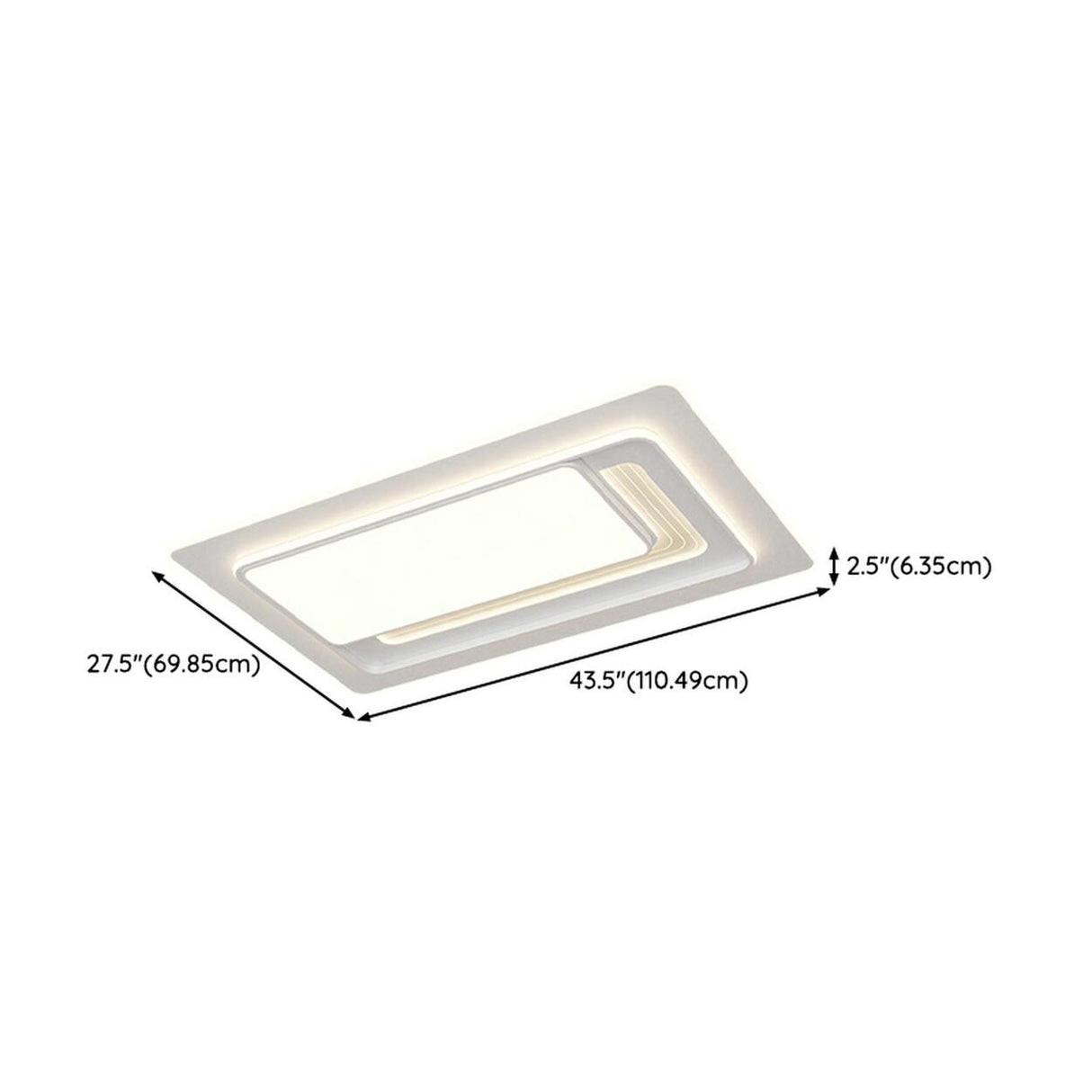 White Rectangular LED Flush Mount Ceiling Fixture Image - 14