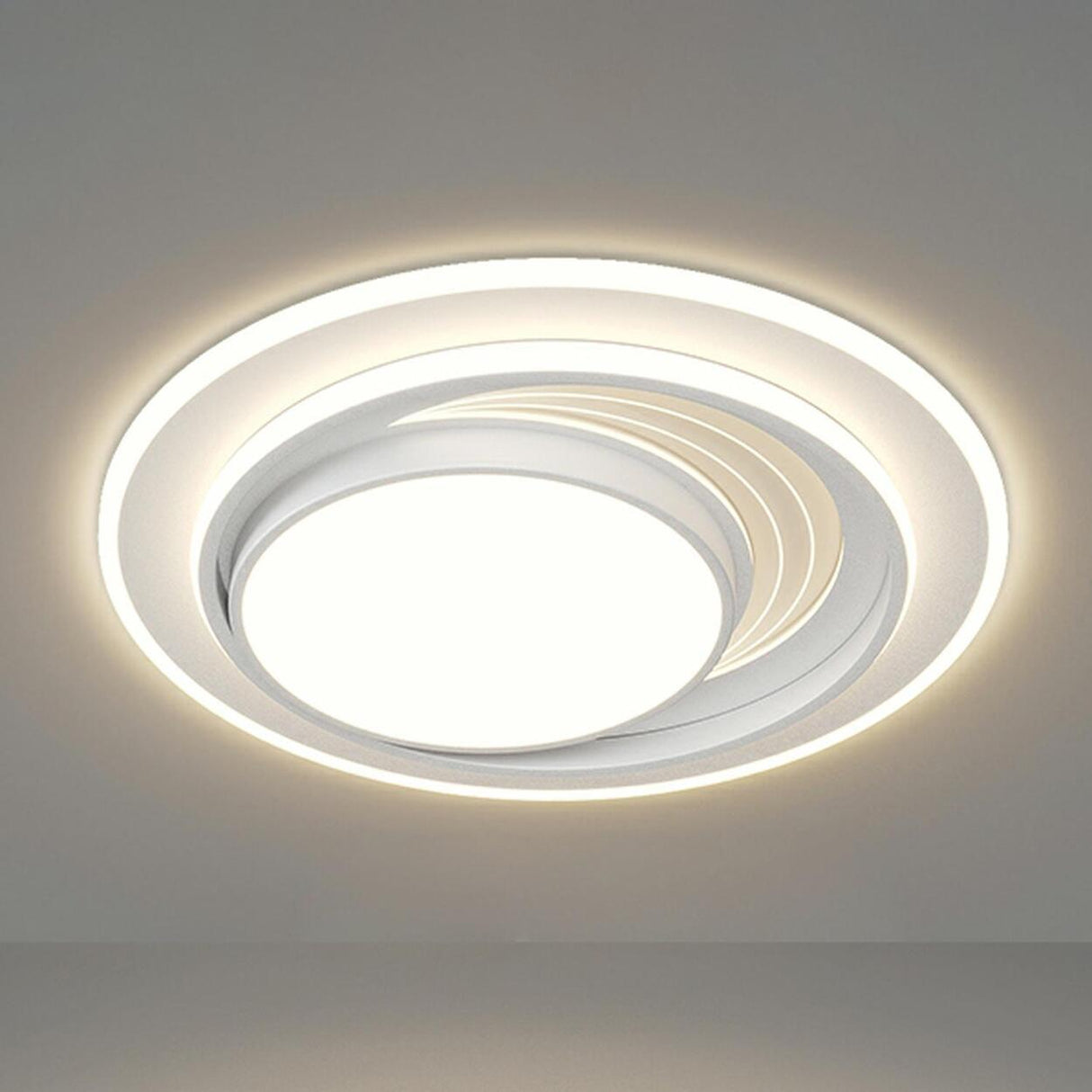 White Rectangular LED Flush Mount Ceiling Fixture Image - 7