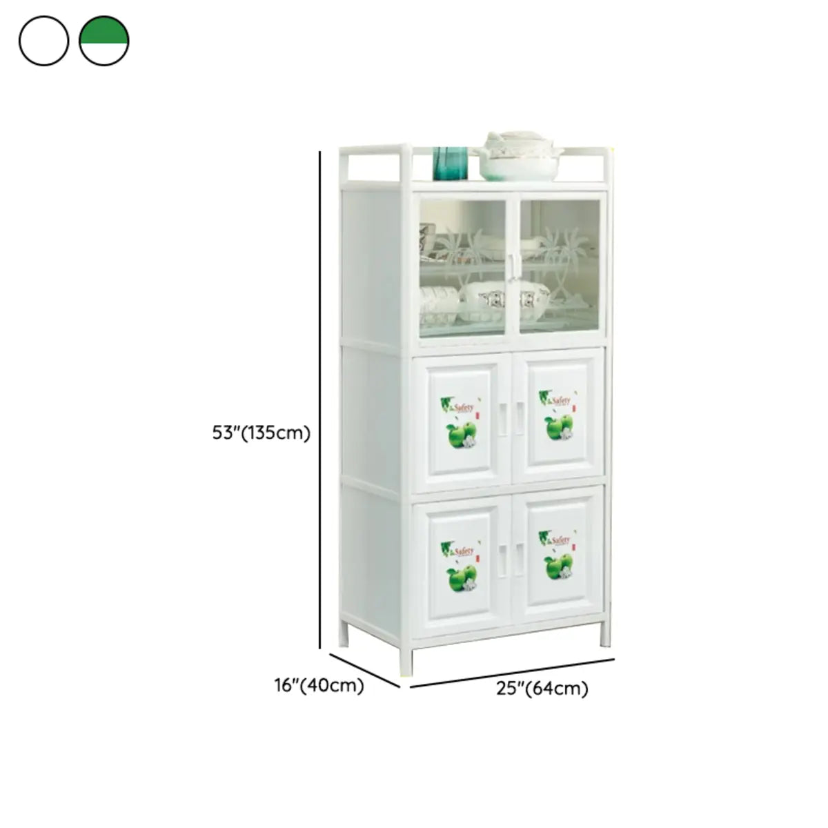 White Rectangular Steel Kitchen Storage China Cabinet Image - 16