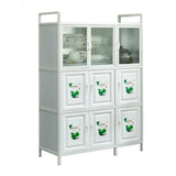 White Rectangular Steel Kitchen Storage China Cabinet Image - 6