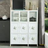 White Rectangular Steel Kitchen Storage China Cabinet Image - 9