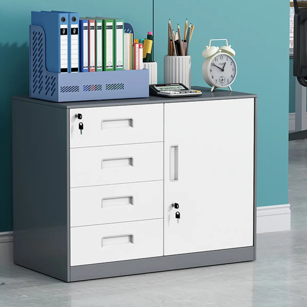 White Rectangular Steel Medium Office Filing Cabinet Image - 11