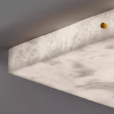 White Rectangular Stone LED Flush Mount Ceiling Light Image - 12